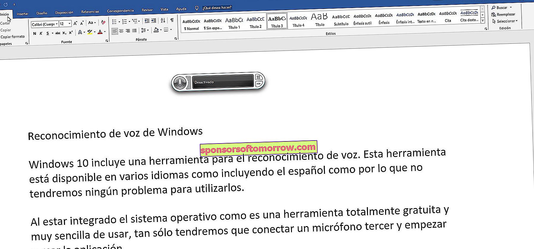Windows 10 speech recognition