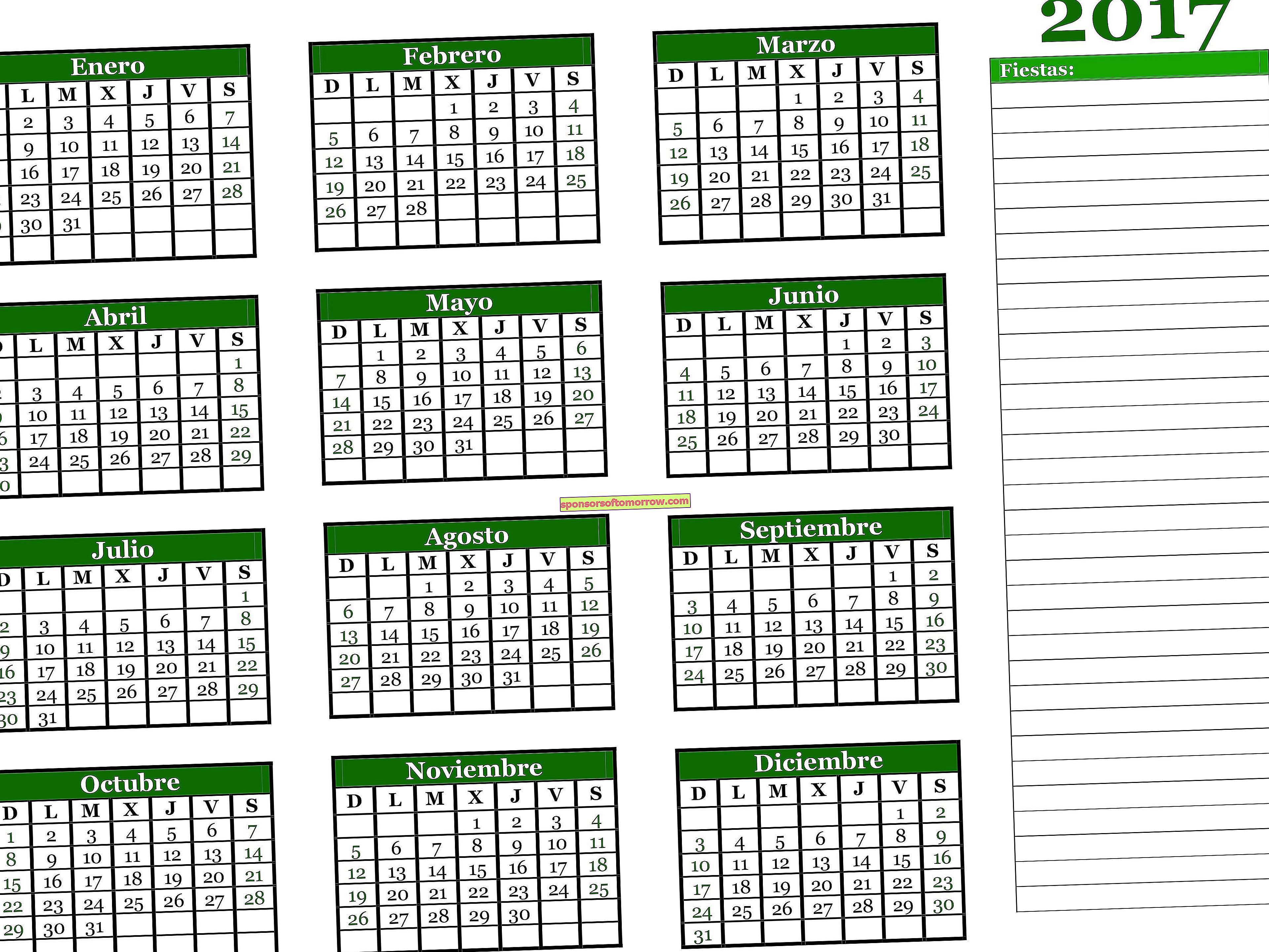 calendar-2017-green