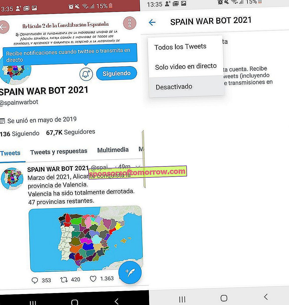 スペイン戦争ボットTwitter戦争エスパーニャリスク