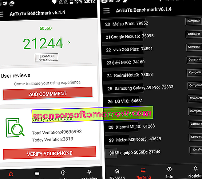 Benchmark AnTuTu Alcatel Pop 4 Plus
