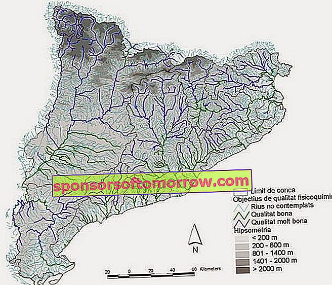 Karten von Katalonien von Flüssen