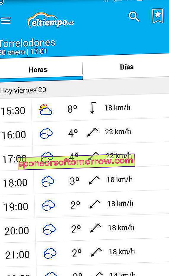 The mobile weather forecast day by hours