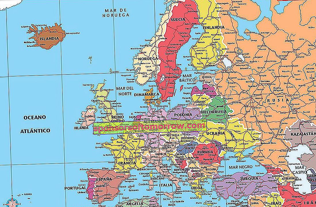 Carte de l'Europe politique avec des routes