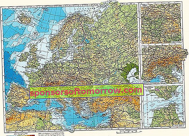 แผนที่ทางกายภาพของยุโรป