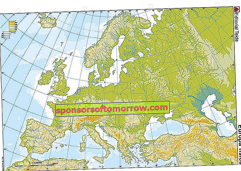 Carte de l'Europe avec relief