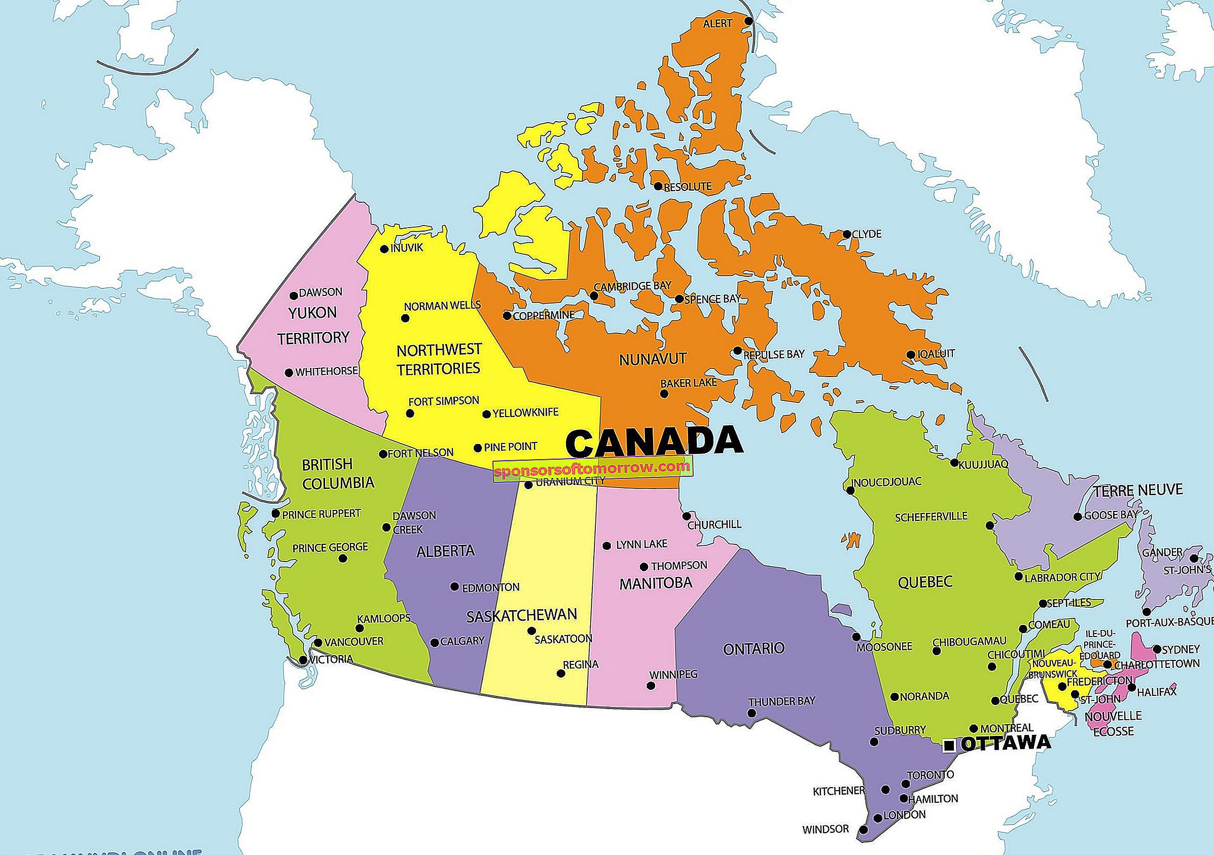 แผนที่แคนาดา