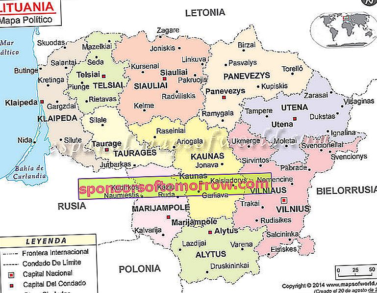 carte politique de la Lituanie