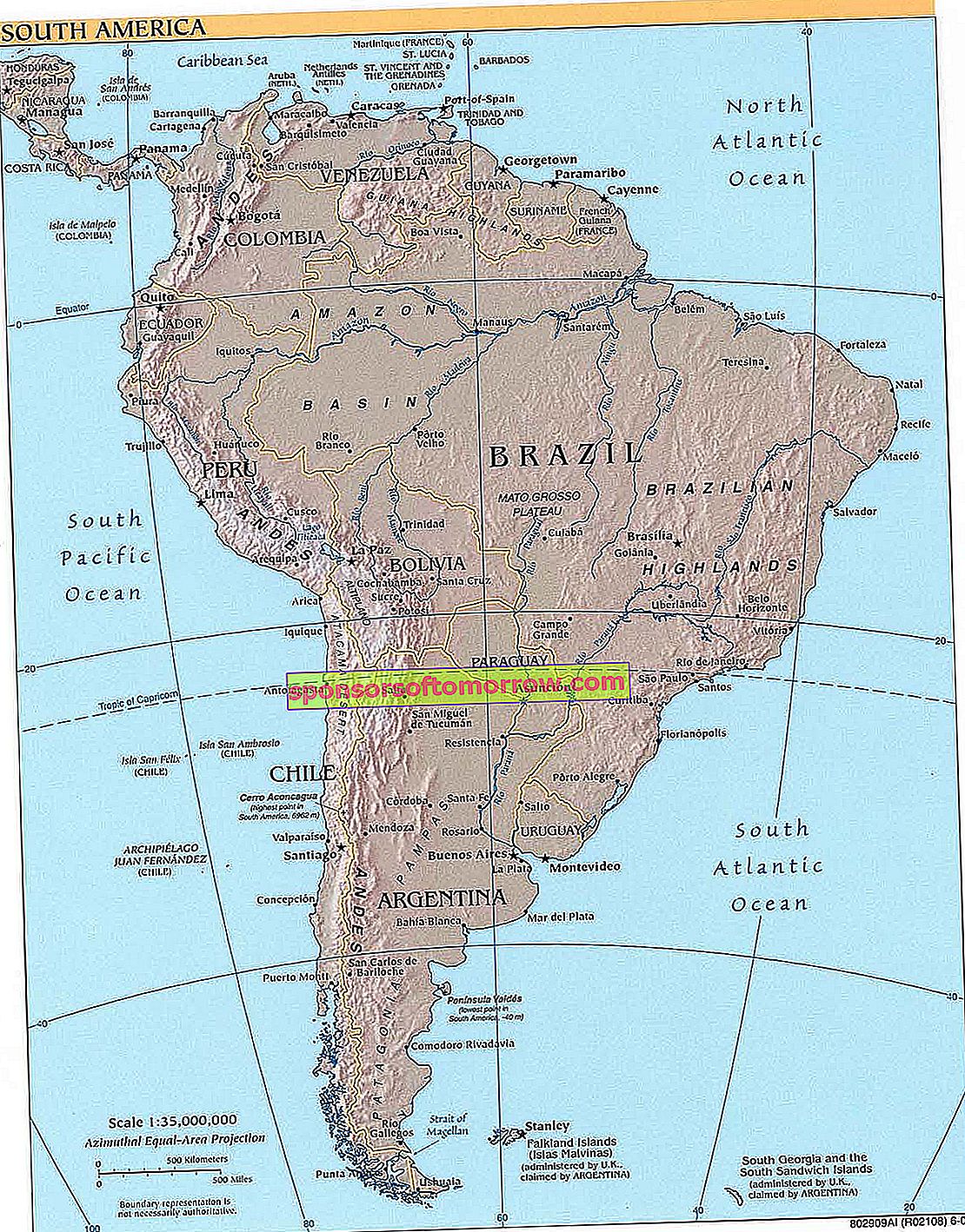 Physische Karte von Südamerika 2002-851