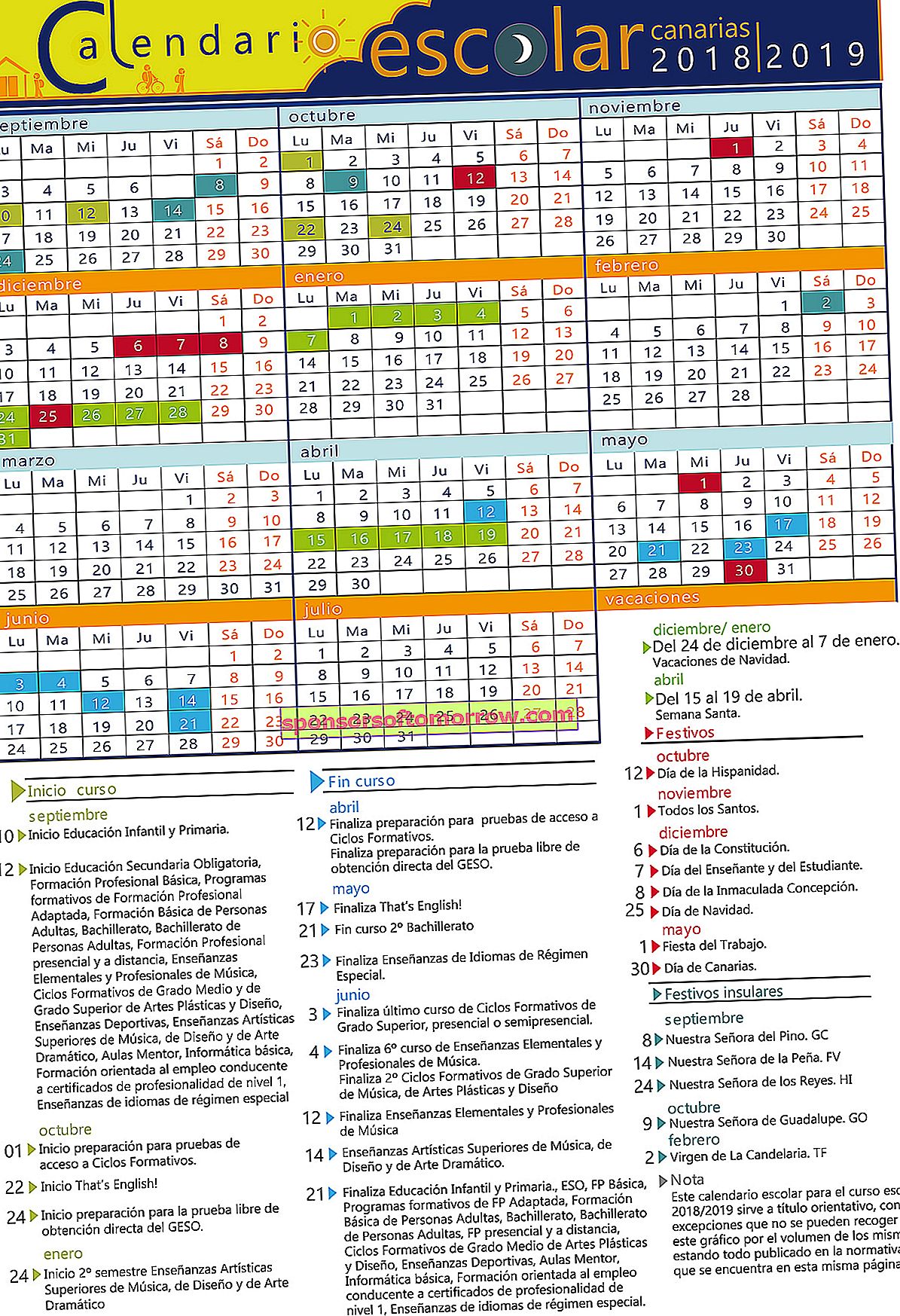 Kalender sekolah Kepulauan Canary
