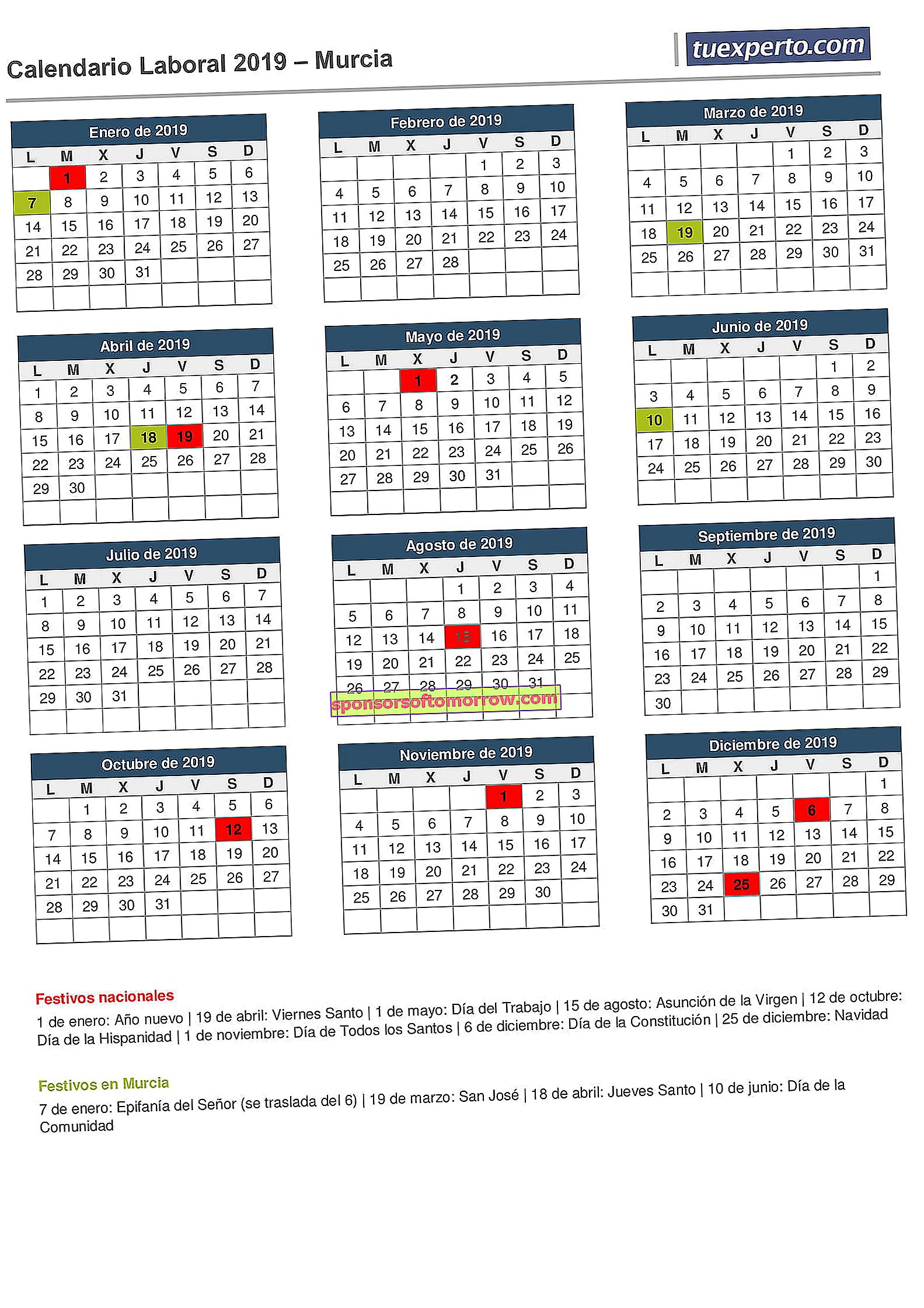 calendario laboral murcia 2019
