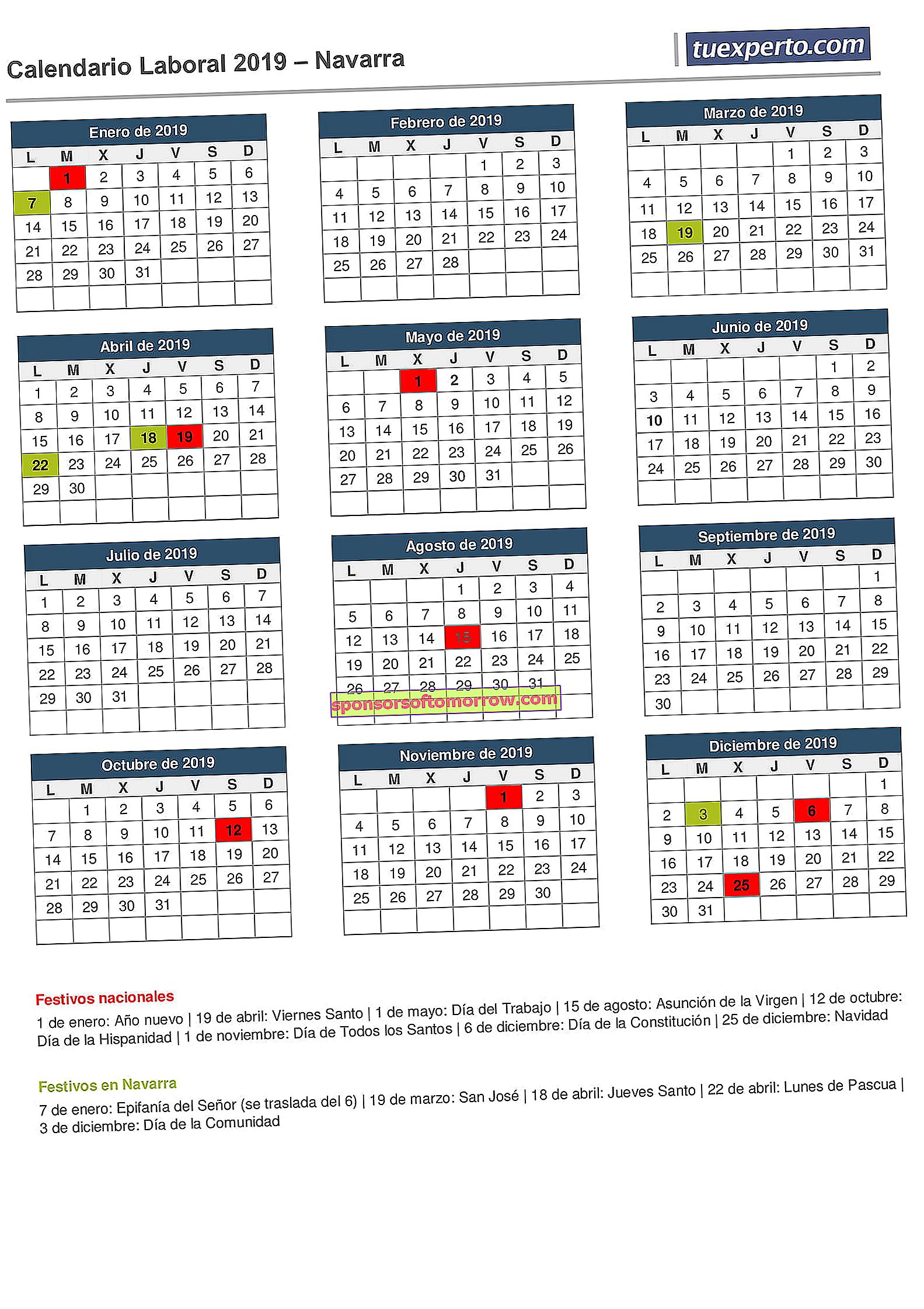 calendario laboral 2019 navarra