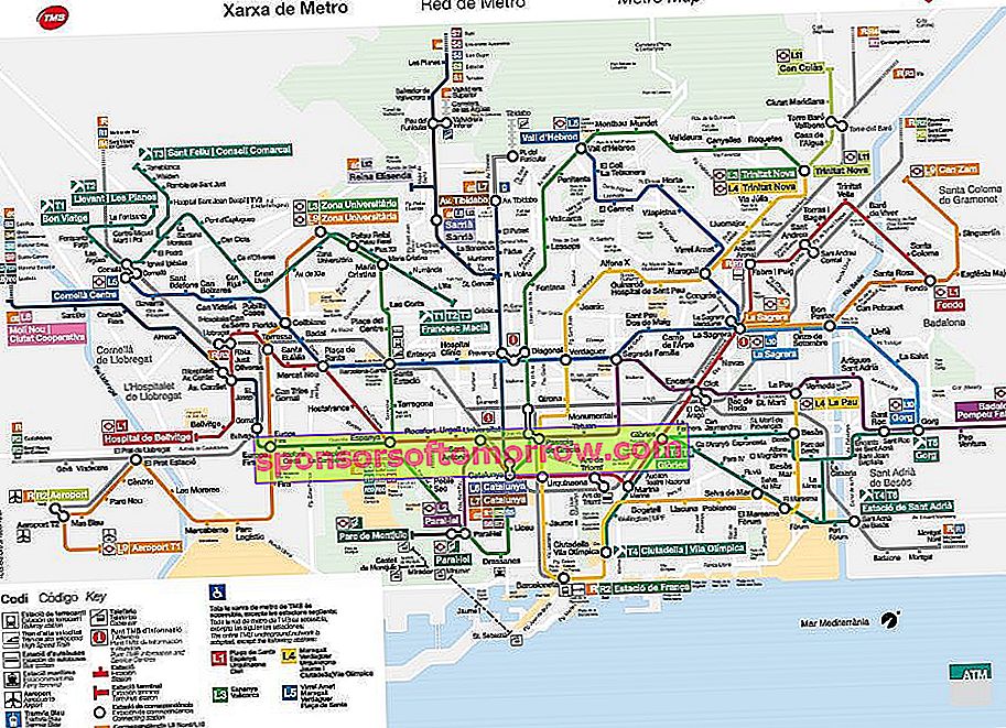 Métro de Barcelone, plus de 100 images du plan métro, bus et banlieue