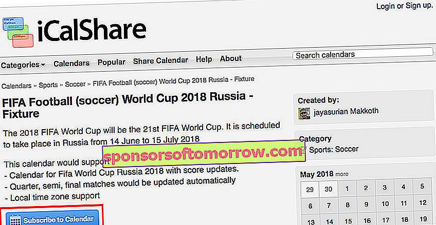 como adicionar partidas da Copa do Mundo de 2018 na Rússia ao calendário iCalshare do google web