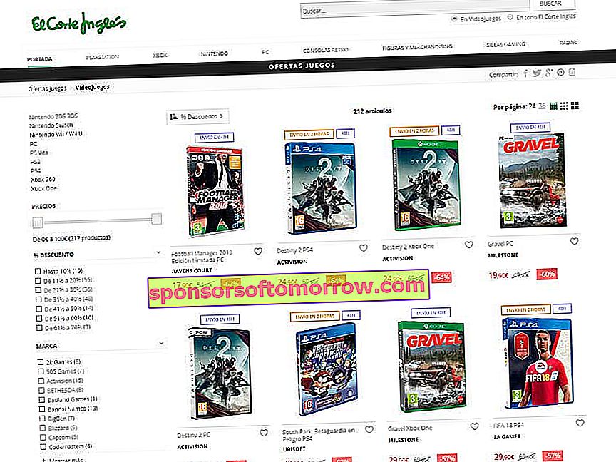 5 toko online untuk membeli video game dengan harga bagus El Corte Inglés