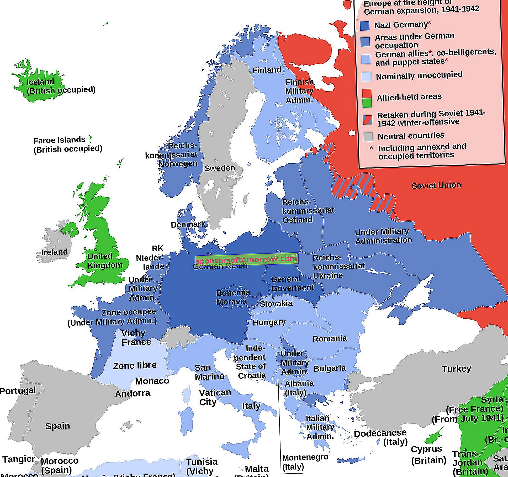 Карта Европы Второй мировой войны