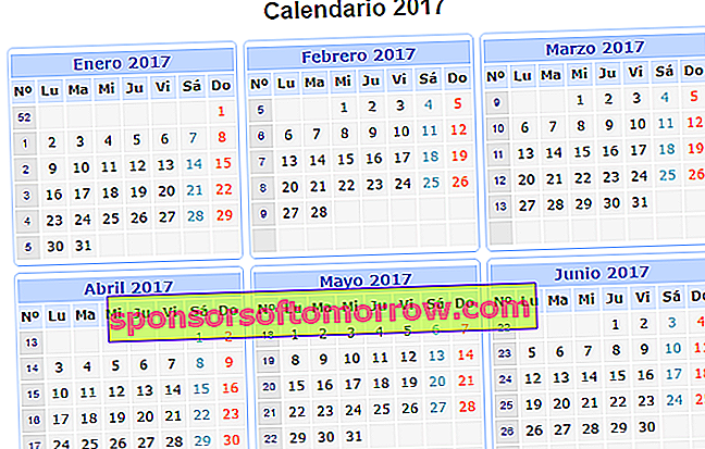 calendrier décontracté 2017