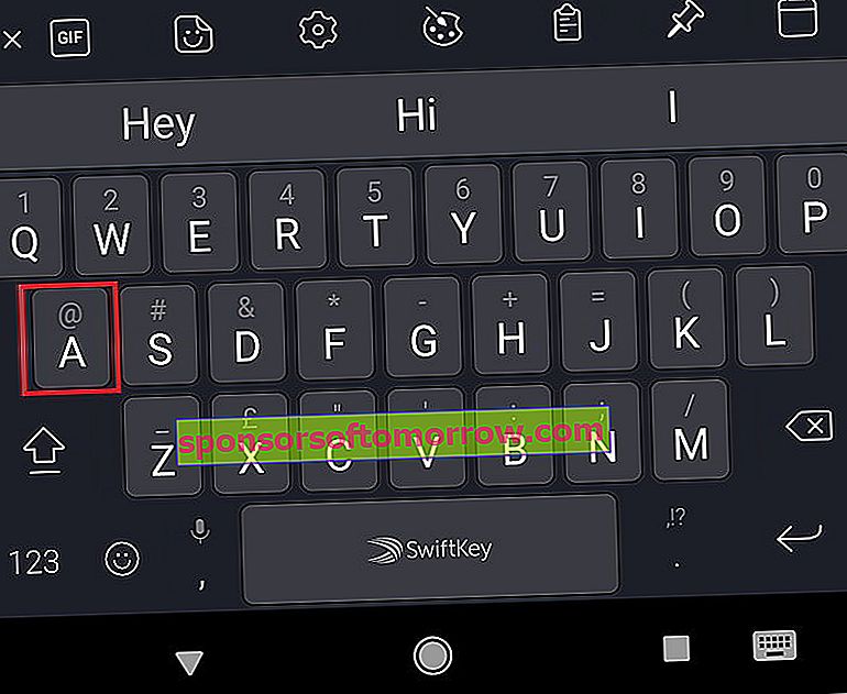 at on android keyboard