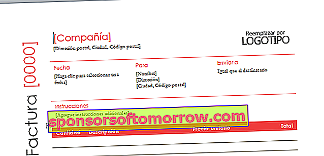 invoice with red background