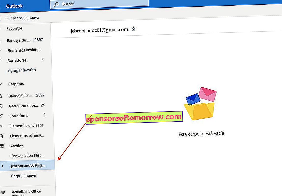 добавить Gmail в Outlook