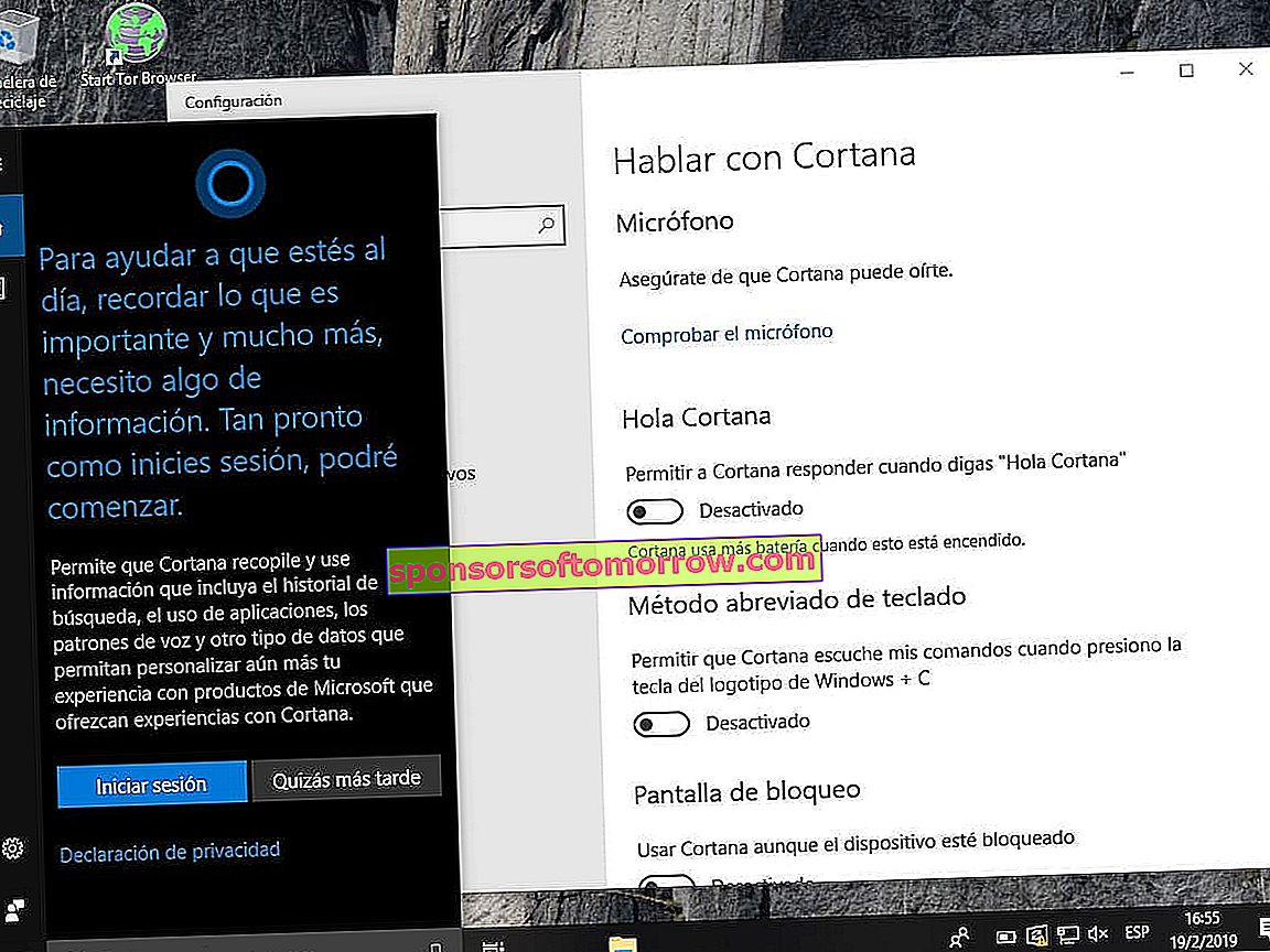 désactiver les fenêtres Cortana 10 min.